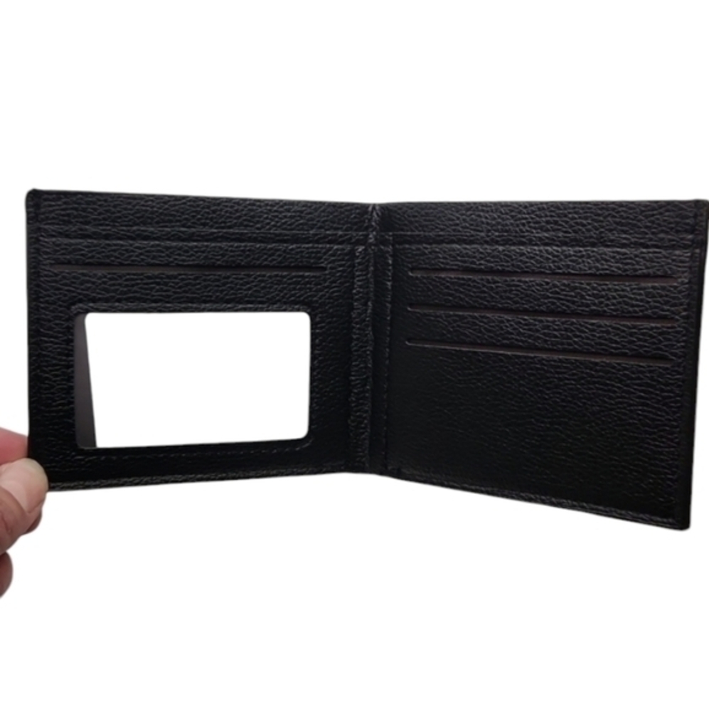 Short Mens Wallet Cowhide leather Embossed - Picture 3 of 4